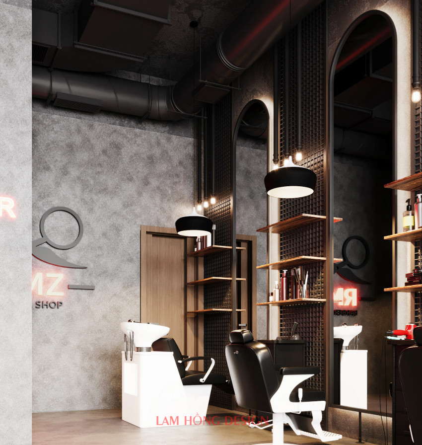 Mẫu thiết kế thi công nội thất salon tóc phong cách hiện đại